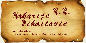 Makarije Mihailović vizit kartica